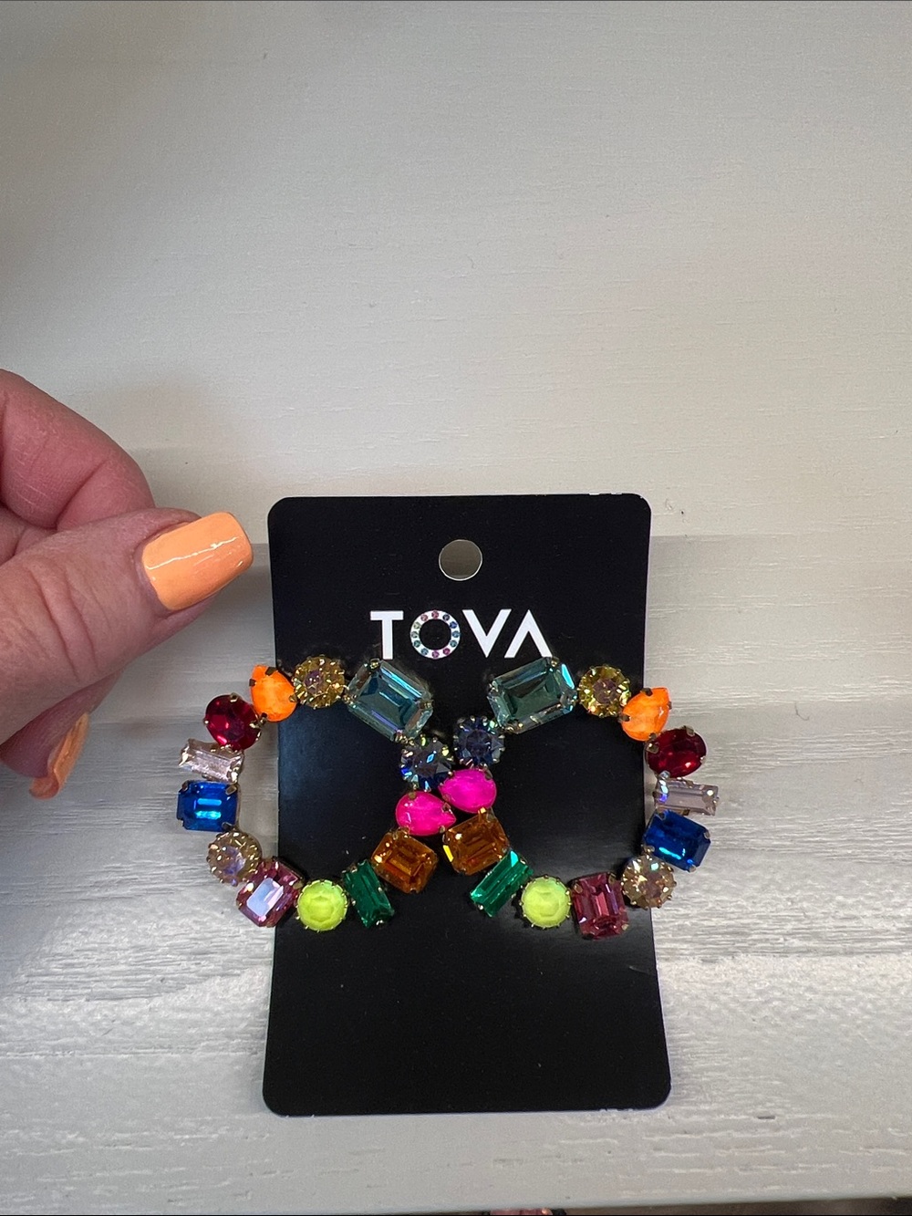 Multicolor Crystal Hoop Earrings - Vibrant Gems